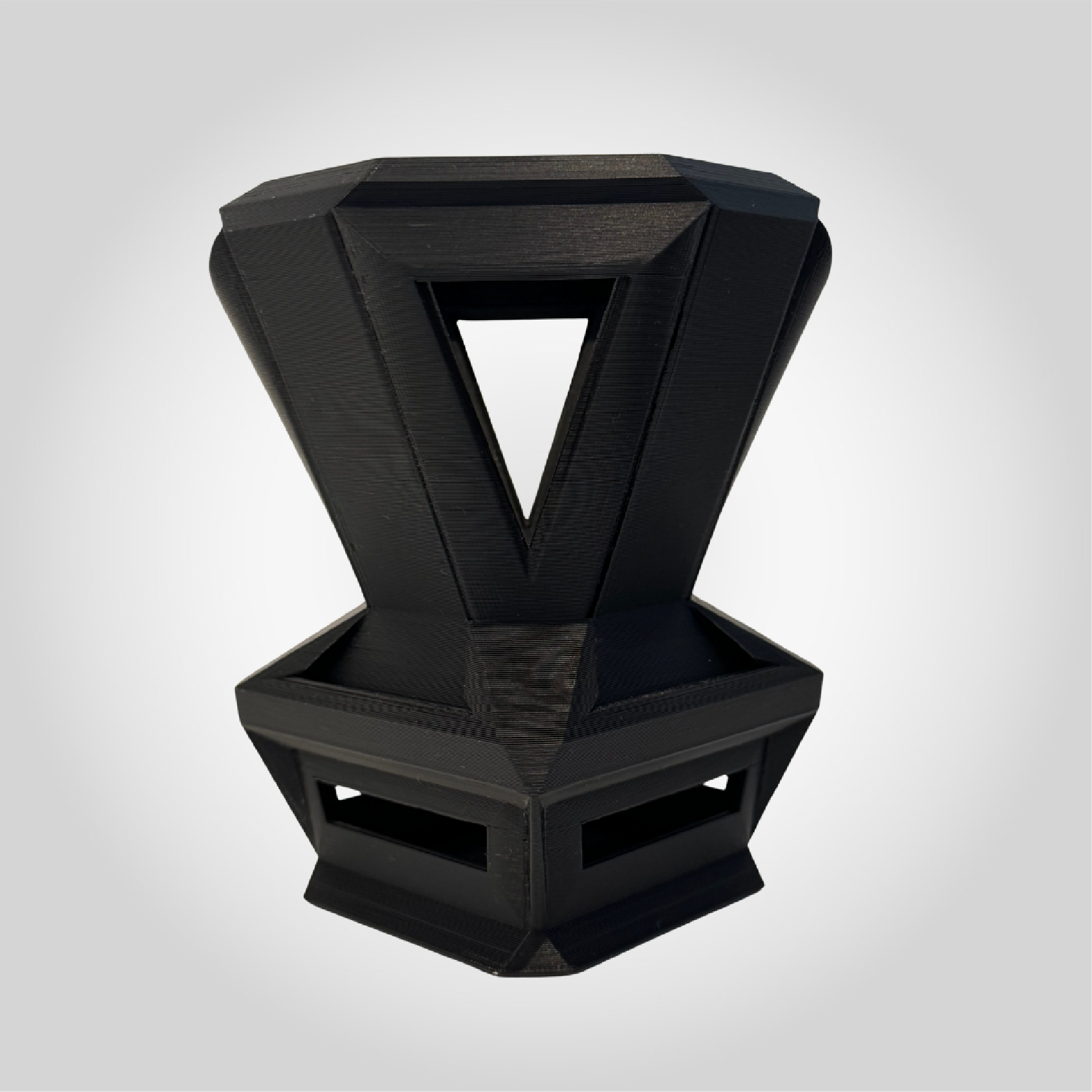 PrintNests3d_Architectural Black Vase_Bold 3D Printed Art Sculpture